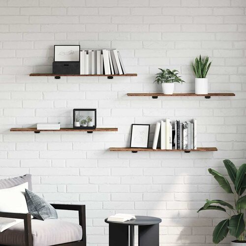 Police za knjige 4 pcs Smeđa 100 x 20 x 1,5 cm Slike