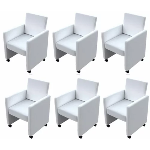  blagovaonske stolice od umjetne kože 6 kom bijele