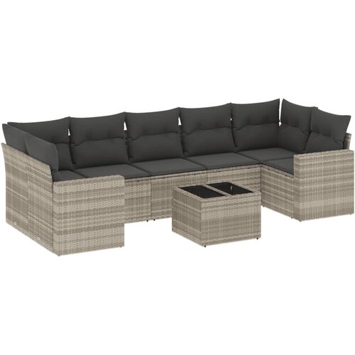 vidaXL 8-dijelni set vrtnih sofa od poliratana s jastucima svjetlosivi Cijene