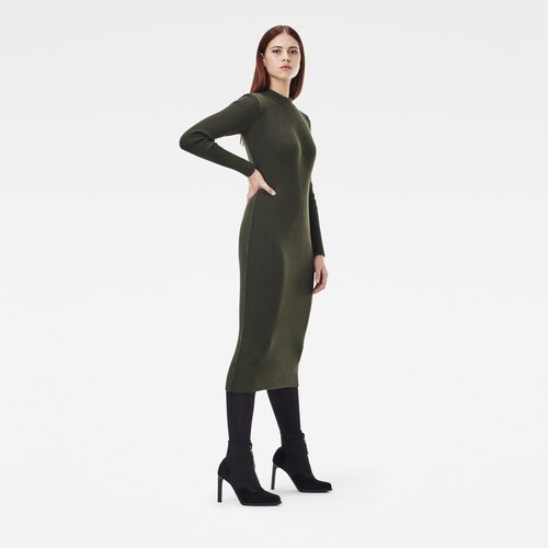 G-star Dress - Plated lynn dress mock slim knit wmn l\s green Slike