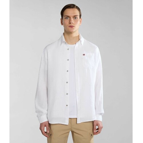 Napapijri muška košulja g-linen ls bright white 002 NP0A4HQ20021 Slike