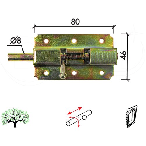 Dabel Reza sa oprugom RO1 ZNŽ 46X80X25/FI8 mm DBP1 (0123004) Slike