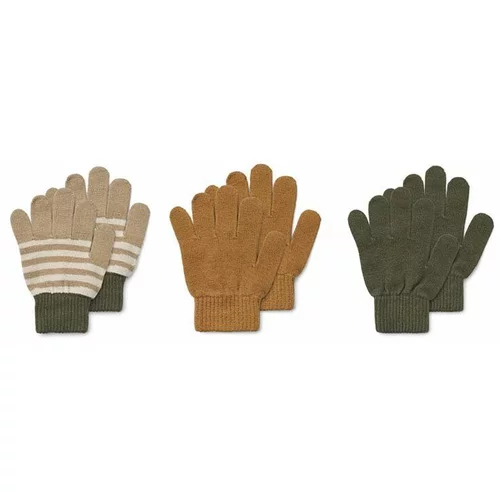Liewood Otroške rokavice 3-pack rjava barva