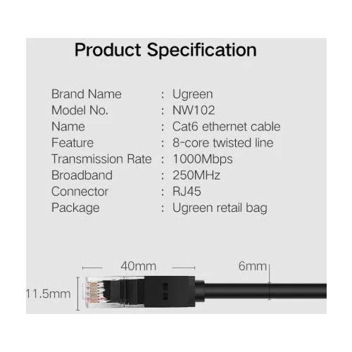 Ugreen Cat6 UTP LAN kabel 30m - box