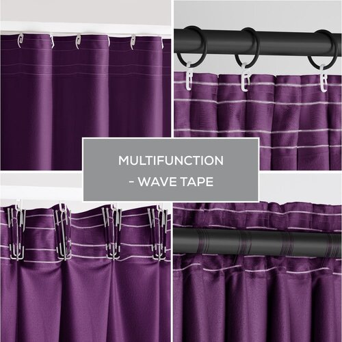 Restilo Vijolična žametna zavesa za delno zatemnitev 140x245 cm Pleat &amp;ndash; Slike