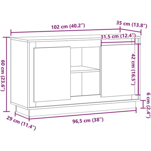 VidaXL Komoda boja starog drva 102x35x60 cm od konstruiranog drva Slike