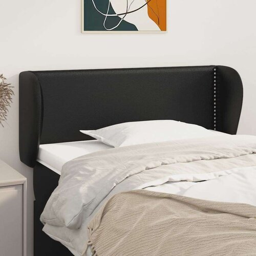  Vzglavje z u&amp;scaron;esi črno 103x23x78/88 cm umetno usnje, (20735024) Slike