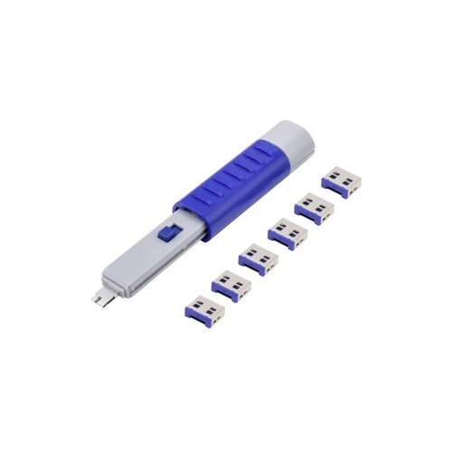 Renkforce zaključavanje USB priključka RF-4714586 6-dijelni komplet srebrna, plava boja uklj. 1 ključ RF-4714586 Slike