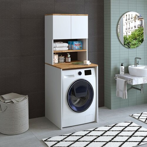 Hanah home 1712 ormarić za ve&amp;scaron; ma&amp;scaron;inu 65 &amp;times; 180,3 &amp;times; 60 cm, atlantski bor / bela Slike