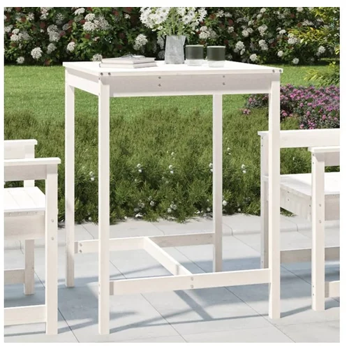  Vrtna miza bela 82,5x82,5x110 cm trdna borovina