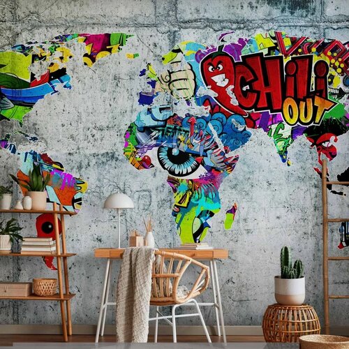  Foto tapeta - Map - Graffiti 343x256 Samoljepljiva Cene