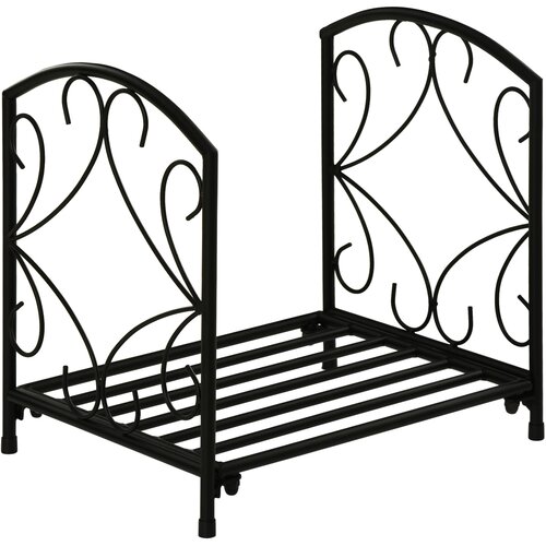 Outsunny Kovinsko držalo za drva za kamin v zaprtih prostorih in na prostem z dvignjenim podstavkom za 50 kg lesa, 39,5x31,5x39,5 cm, črno, (20754035) Cene