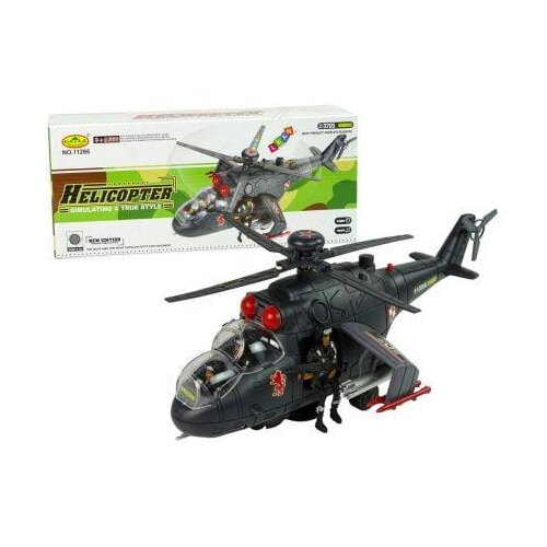 Lean Toys Premikajoč vojaški helikopter črn 34cm LED in zvoki, (20404584) Cene