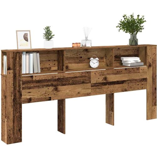  Glava kreveta s ormarićem Staro drvo 220 x 18,5 x 102,5 cm Slike