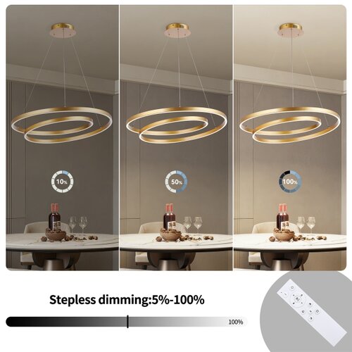  brilagi-led prigu&amp;scaron;iva viseća lampa na sajli twister LED/75W/230V, prečnik 70 cm, zlatna + daljinski upravljač Slike