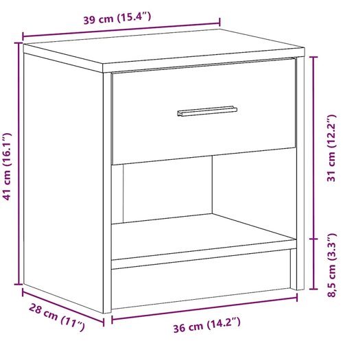  Noćni ormarići 2 kom s ladicama staro drvo 39x28x41 cm - Staro drvo 2 Slike