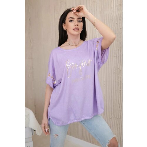 Kesi Cotton blouse plus size, steamed, purple Cene