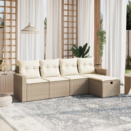  5-dijelni vrtni set sofa s jastucima bež od poliratana Cijene