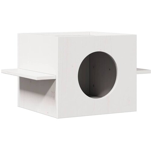 VidaXL Hi&amp;scaron;a za mačke Bela 51x35x30 cm masivni les borovega lesa Slike