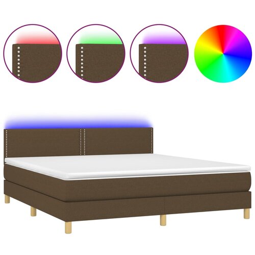 Maison Chic Box spring postelja - Vzmetna postelja z vzmetnico LED temno rjava 180x200cm blago SL9212, (21903902) Cene