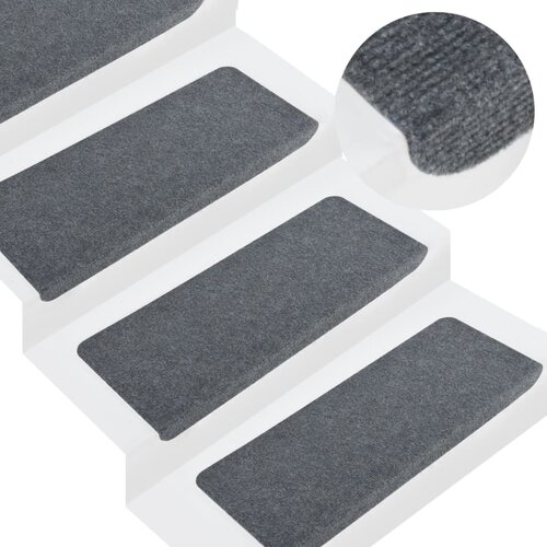 VidaXL Samoljepljivi otirači za stepenice 15 kom 65 x 28 cm sivi Slike