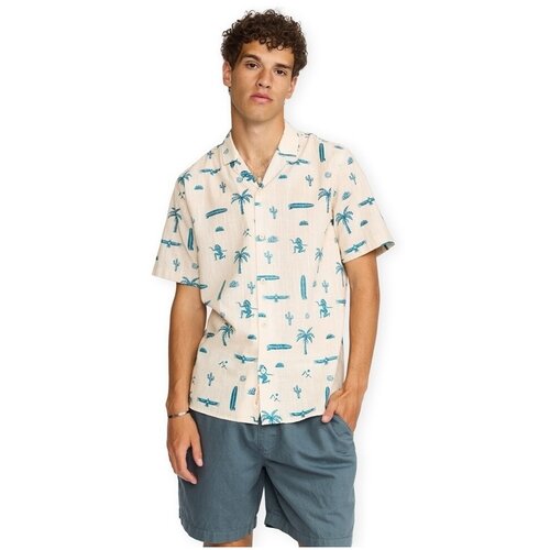 Revolution Srajce s kratkimi rokavi Cuban Shirt 3250 - Off White Večbarvna Cene