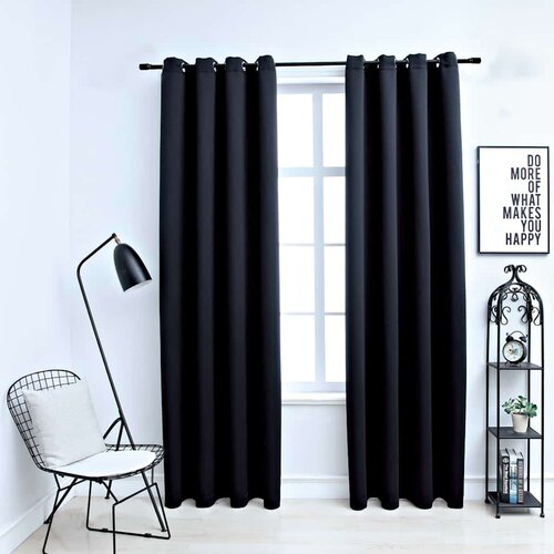 vidaXL Zavjese za zamračivanje s prstenima 2 kom crne 140 x 175 cm Cijene