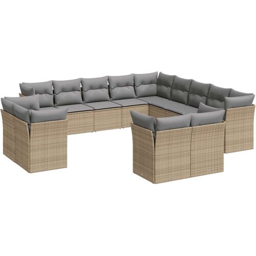 vidaXL 13-dijelni set vrtnih sofa s jastucima poliratan Bež Cene