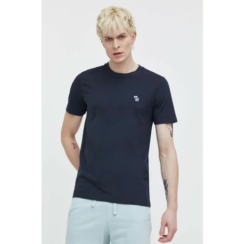 Abercrombie & Fitch Pamučna majica za muškarce, boja: tamno plava, bez uzorka
