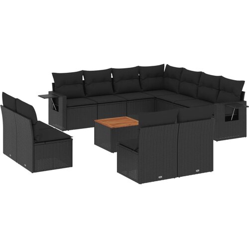 Maison Chic Seti vrtnega pohištva - Vrtna garnitura - Vrtni pohištvo set 12-delna z blazinami črn poli ratan, (21810196) Cene
