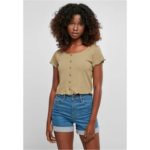 UC Curvy Women's T-shirt in khaki color with button fastening