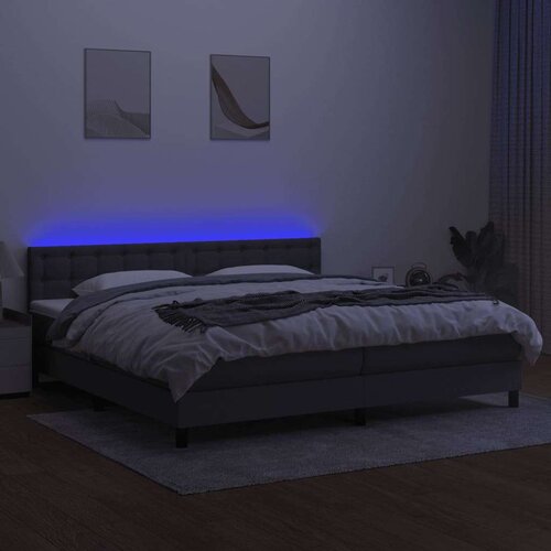  Box spring s madracem LED tamnosivi 200x200 cm tkanina Slike