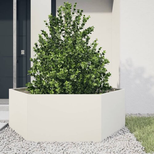 VidaXL Vrtno korito bela &amp;scaron;estkotnik 138x120x45 cm jeklo Slike
