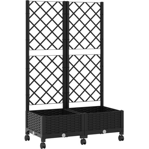  Vrtni saksija s re&amp;scaron;etkom i kotačima Crna 80 x 40 x 131,5 cm PP Slike