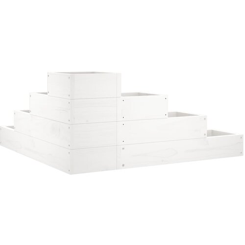  Vrtna sadilica s 4 razine 80,5 x 79 x 36 cm bijela od borovine Slike