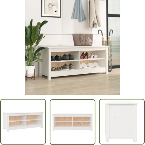 The Living Store Klop za čevlje bela 110x38x45,5 cm trdna borovina - Klop Za Čevlje, (21744571) Cene