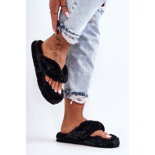 Kesi Lady's leather slippers Papcie black Elma Slike