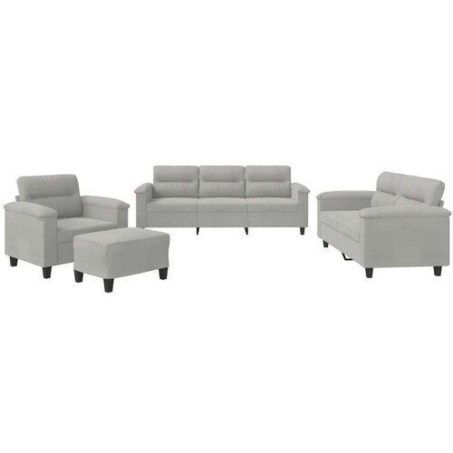  4-dijelni set sofa s jastucima svjetlosivi od mikrovlakana Slike