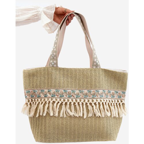 Boto Woven Large Beach Bag with Fringes Green Missalori Cijene