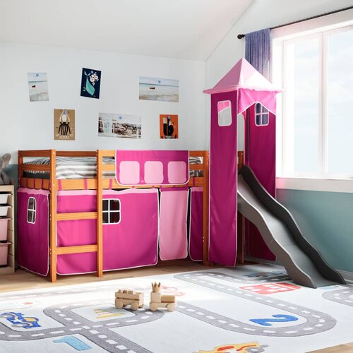 VidaXL Otro&amp;scaron;ki pograd s stolpom roza 90x200 cm trdna borovina Slike