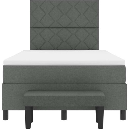  Krevet s box springom s madracem i klupom tamno sivi 120x200 cm tkanina Slike