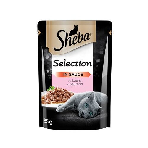 Sheba hrana za mačke selection, komadići lososa u sosu, 85g Slike