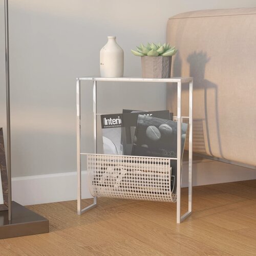 VidaXL Stojalo za revije srebrno 35x15x45 cm jeklo Slike