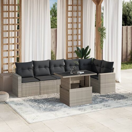 VidaXL 7-dijelni set vrtnih sofa svjetlosivi od poliratana Slike