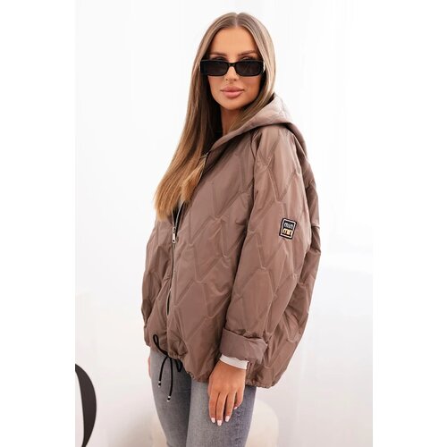Kesi Włoski Women&amp;#039;s quilted jacket with a hood fango Slike