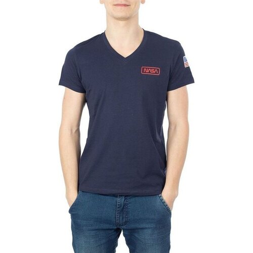 NASA BASIC FLAG V NECK Plava Slike