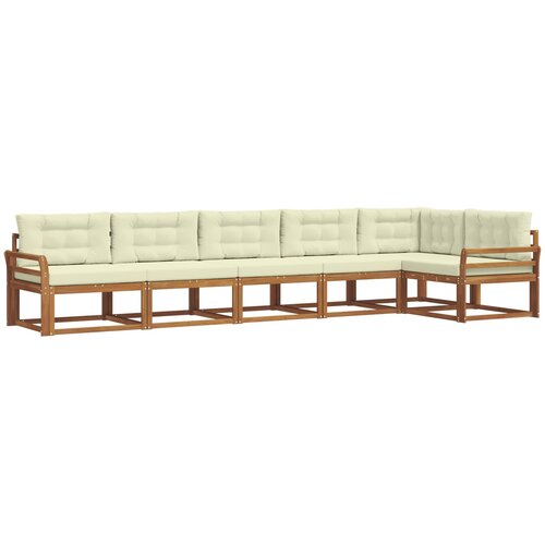  Set vanjskih sofa 6 kom. Prirodna i krem Smeđa 408 x 170,5 x 73 cm Slike