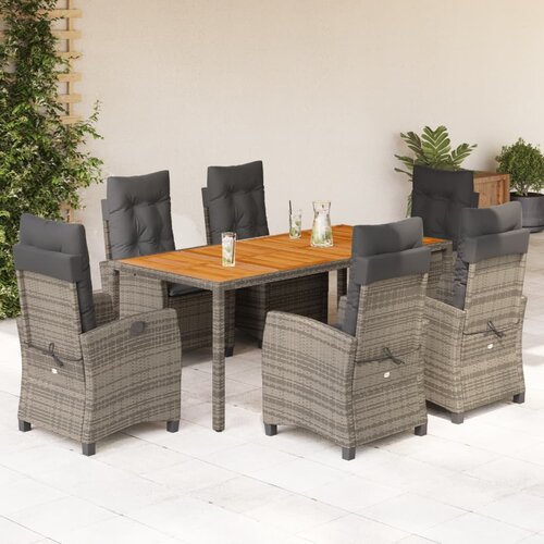  7-dijelni vrtni blagovaonski set sivi od poliratana Siva 190 cm table length Slike