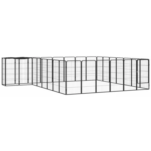  Ograda za pse s 30 panela crna 50 x 100 cm čelik obložen prahom