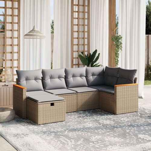  6-dijelni set vrtnih sofa s jastucima bež od poliratana Slike